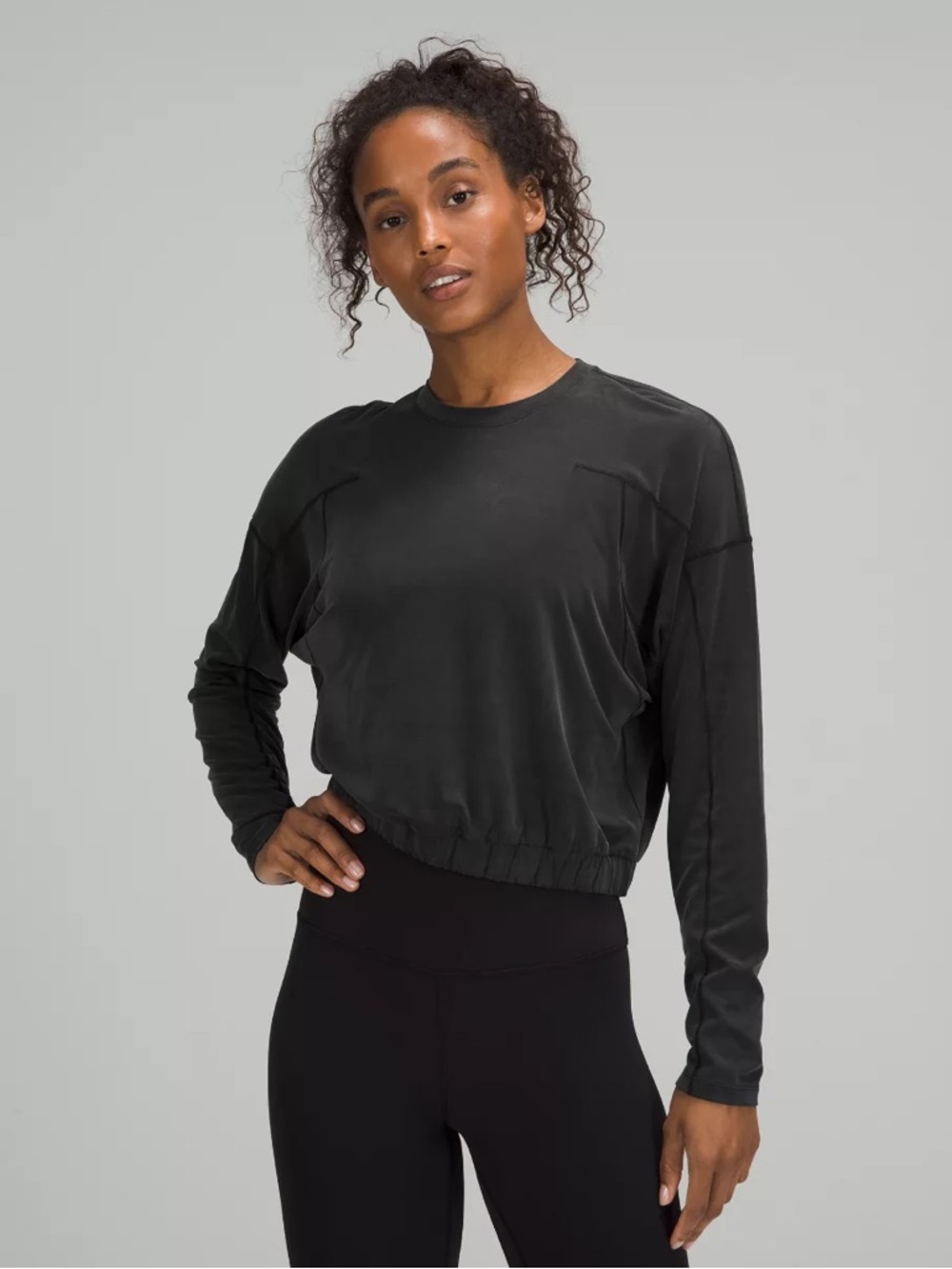 lululemon athletica Black Long-Sleeve Cropped Pullover